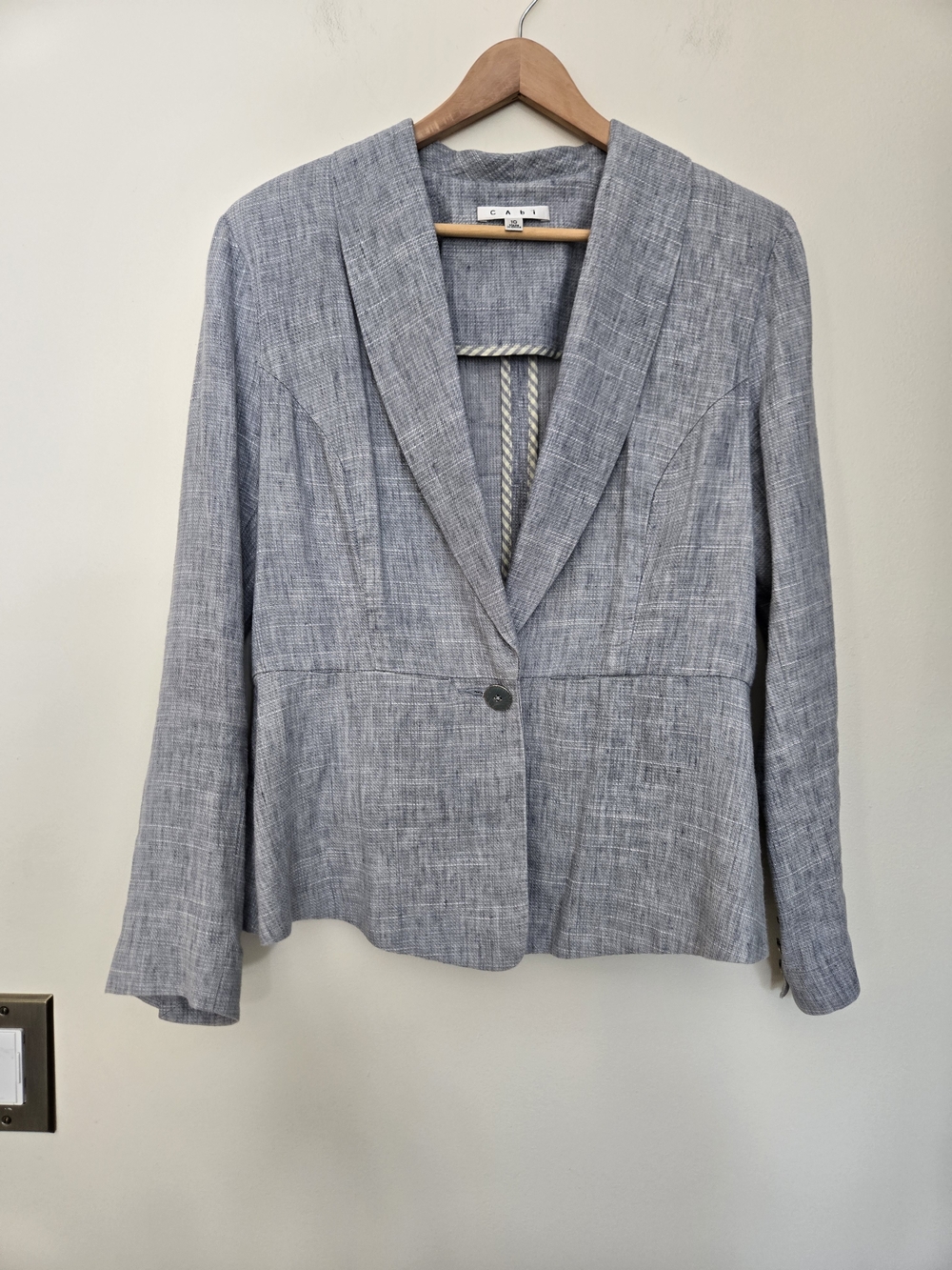 Light Blue Women's Linen Blend Blazer Jacket